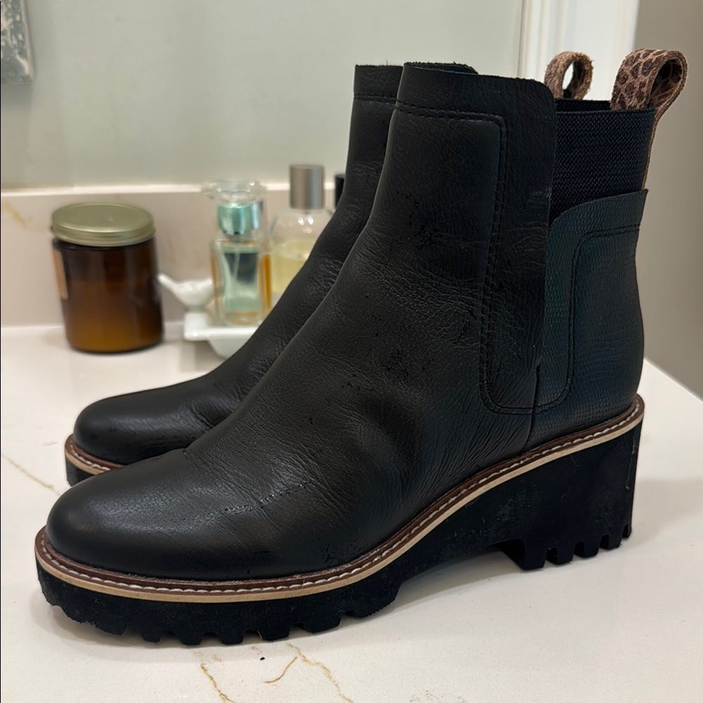 Black Leather Ankle Boots